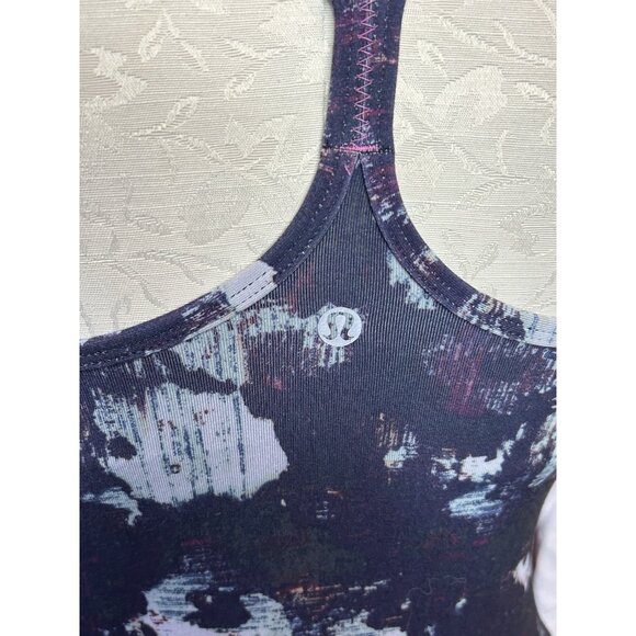 Lululemon Power Y Tank *Luon Static Blossom Multi Size 4 Black Fitted - Picture 7 of 8